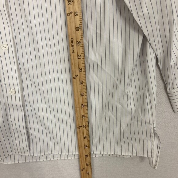 Lafayette 148 New York White Black Striped Relaxed Preppy Button Down Large - Picture 6 of 10